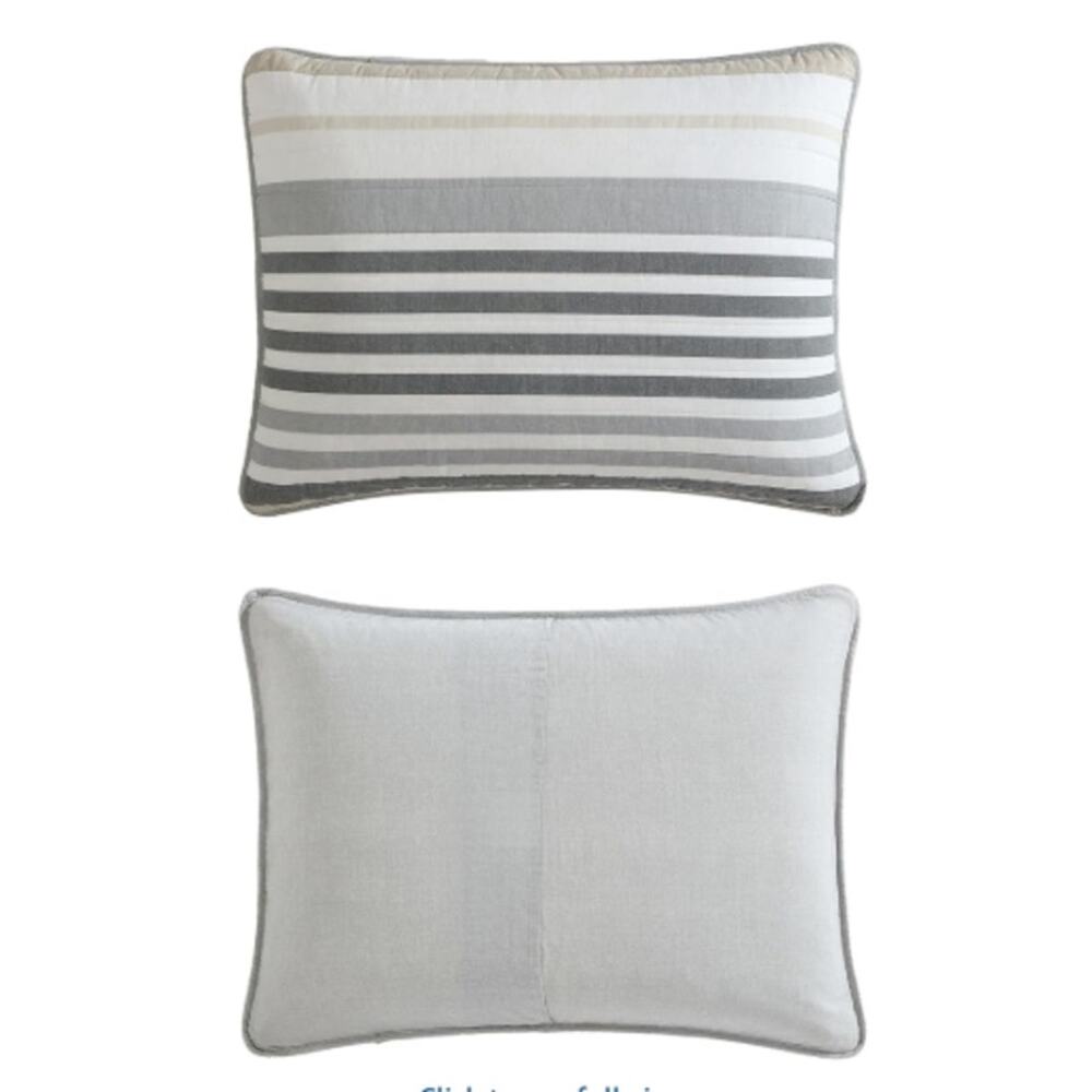 Nautica Dover Beige King Quilt Set Reversible Cotton Bedding New - Picture 7 of 8
